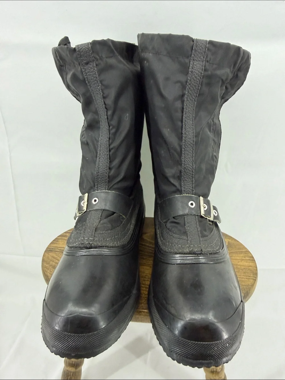Vintage 70s 80s Ski-Doo Bombardier Black Snowmobile Winter Duck Boots, Mens 8
